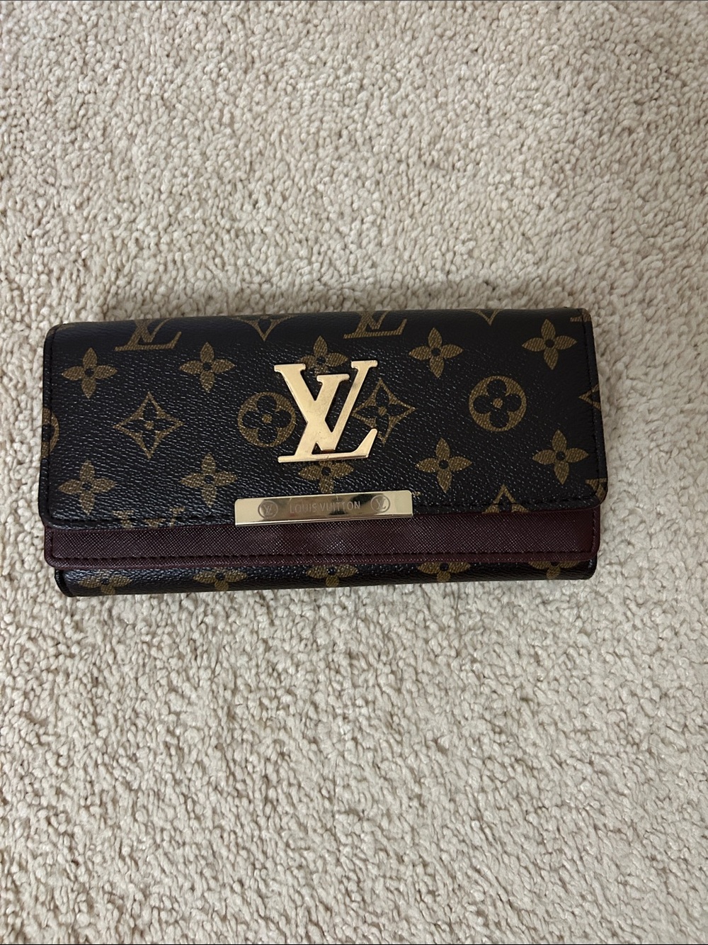 Canvas Brown with Gold Hardware Trifold Wallet